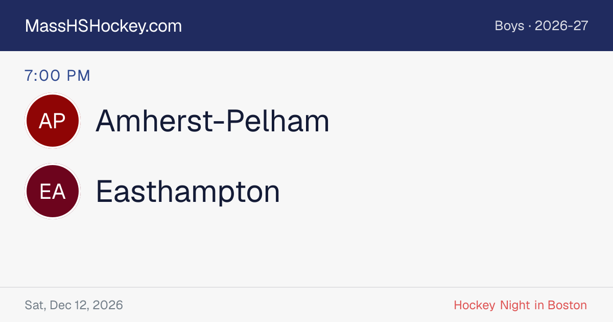 Amherst-Pelham at Easthampton score card