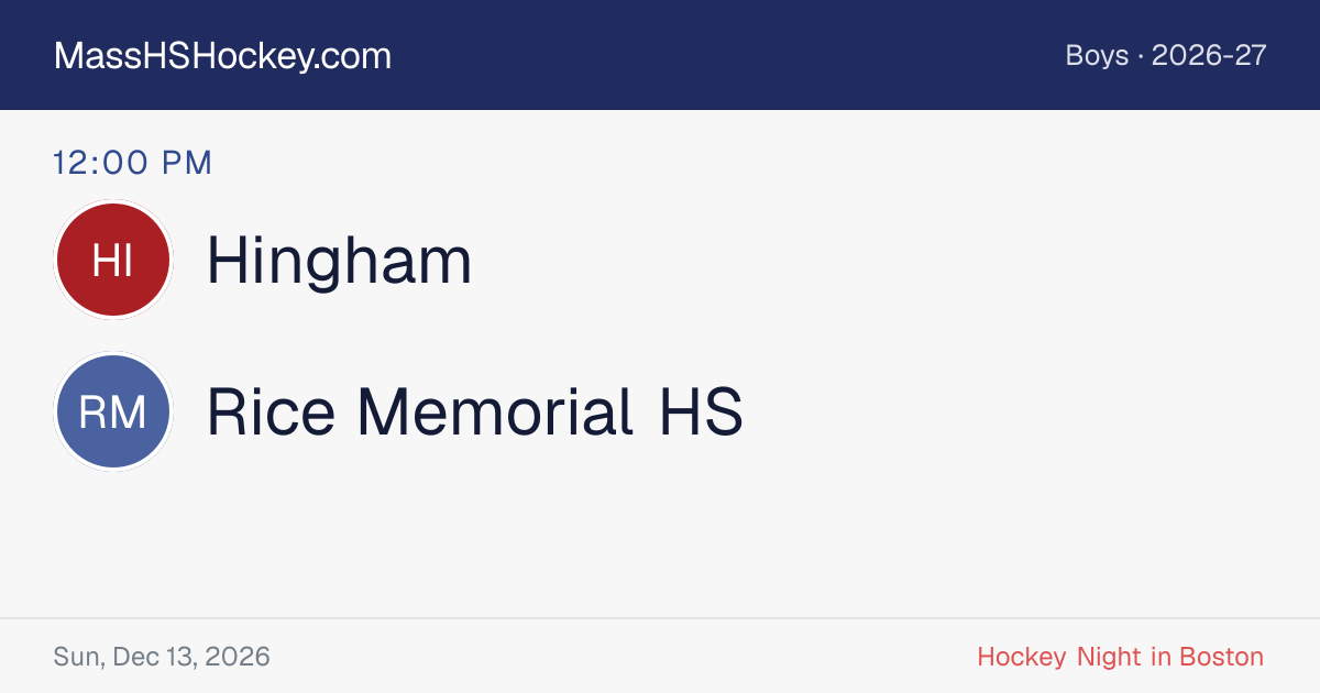 Hingham at Rice Memorial HS score card