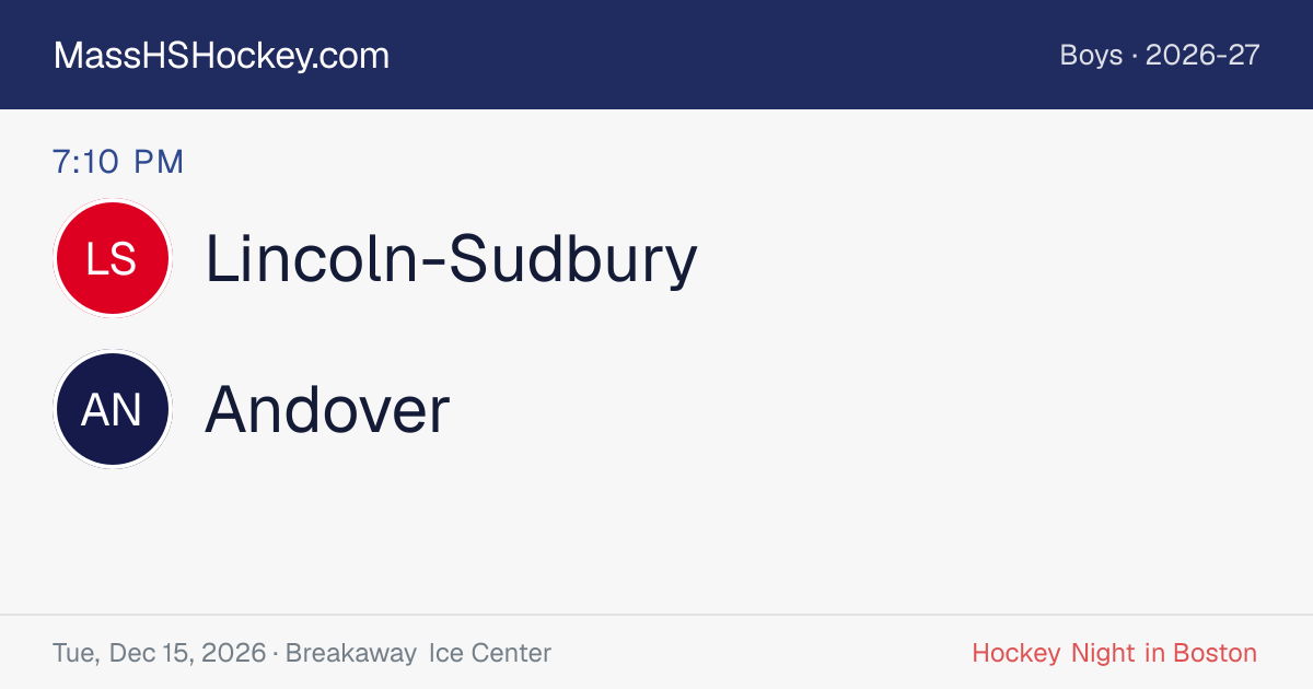 Lincoln-Sudbury at Andover score card