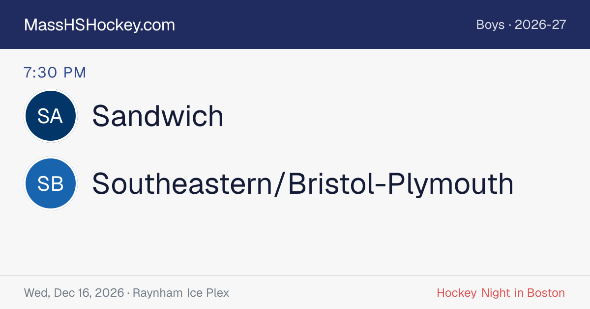 Sandwich at Southeastern/Bristol-Plymouth score card