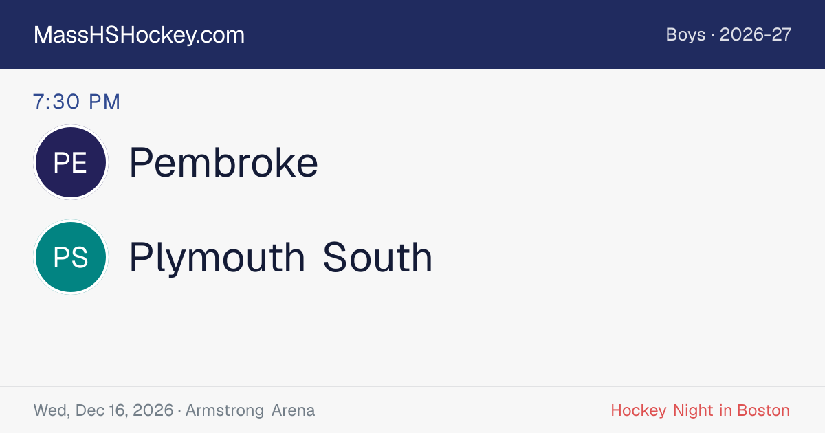 Pembroke at Plymouth South score card