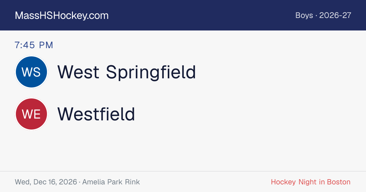 West Springfield at Westfield score card