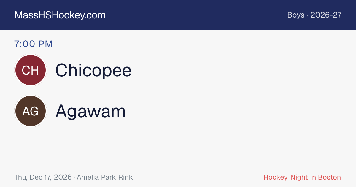 Chicopee at Agawam score card