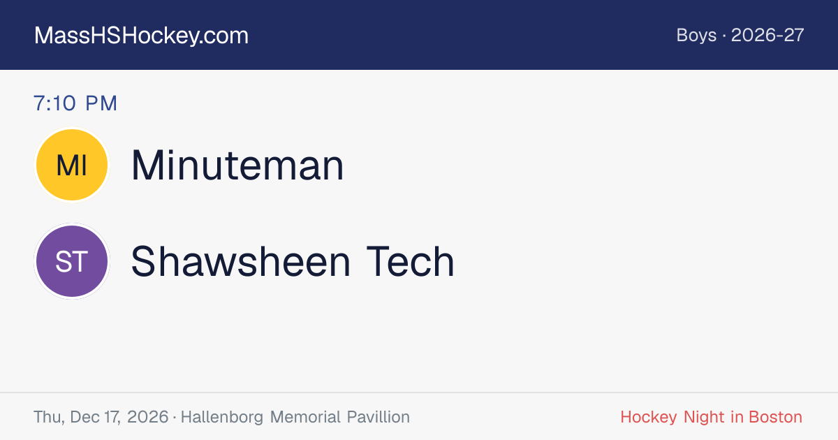 Minuteman at Shawsheen Tech score card