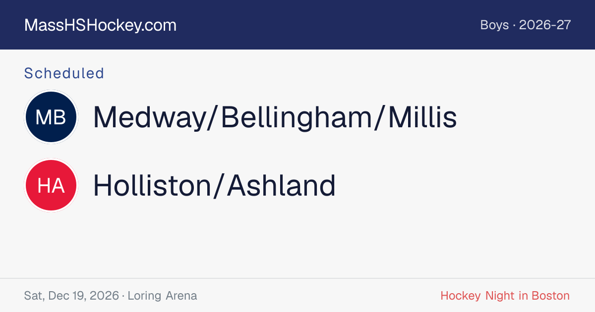 Medway/Bellingham/Millis at Holliston/Ashland score card