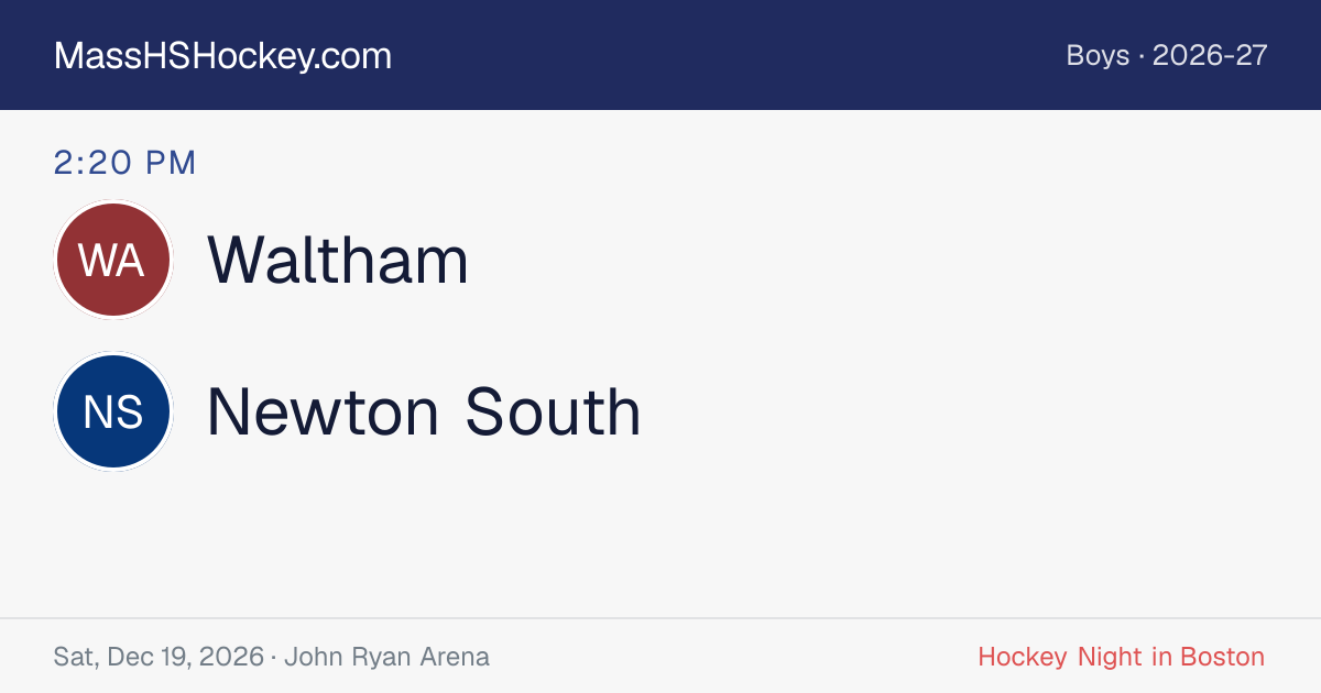 Waltham at Newton South score card