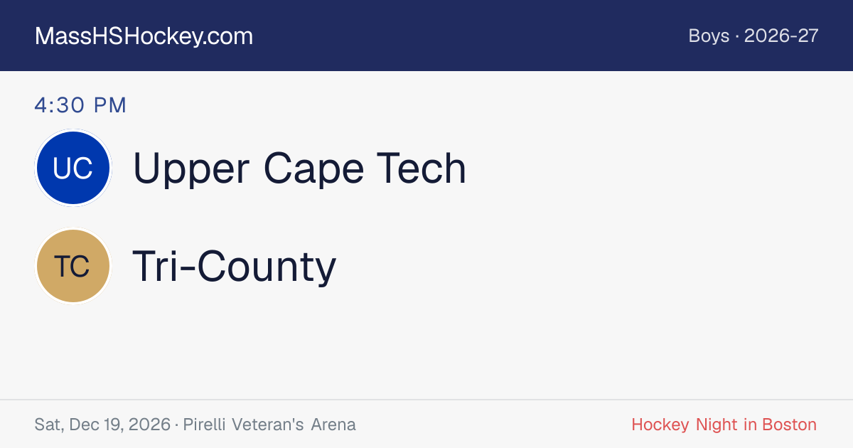 Upper Cape Tech at Tri-County score card