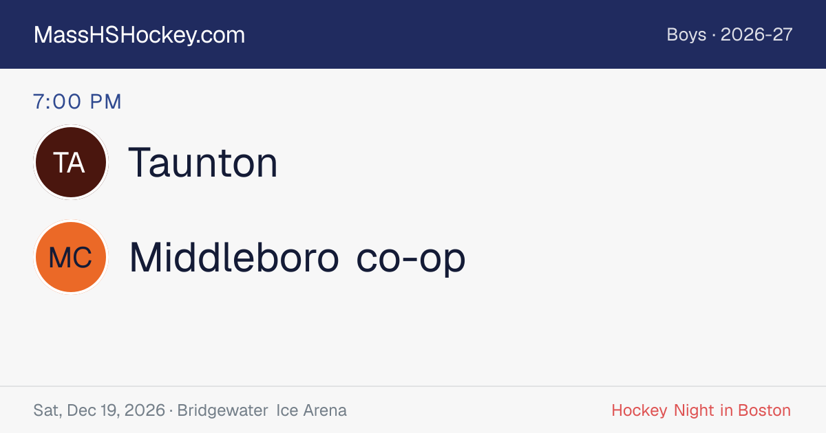 Taunton at Middleboro co-op score card