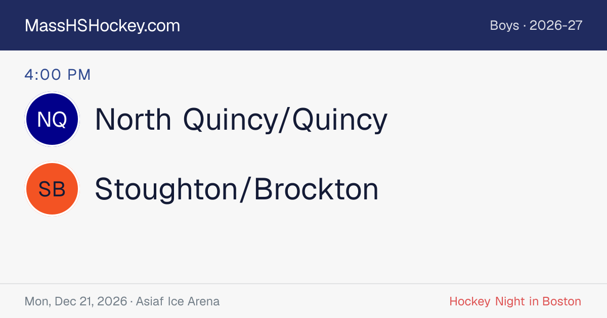 North Quincy/Quincy at Stoughton/Brockton score card