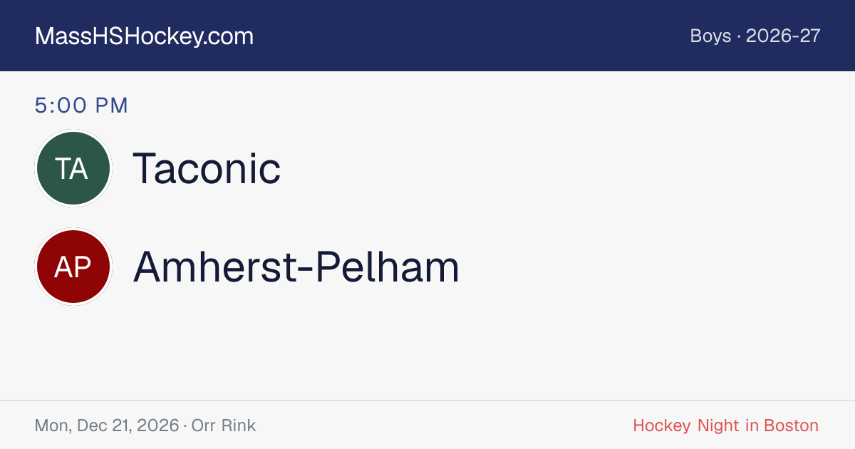 Taconic at Amherst-Pelham score card