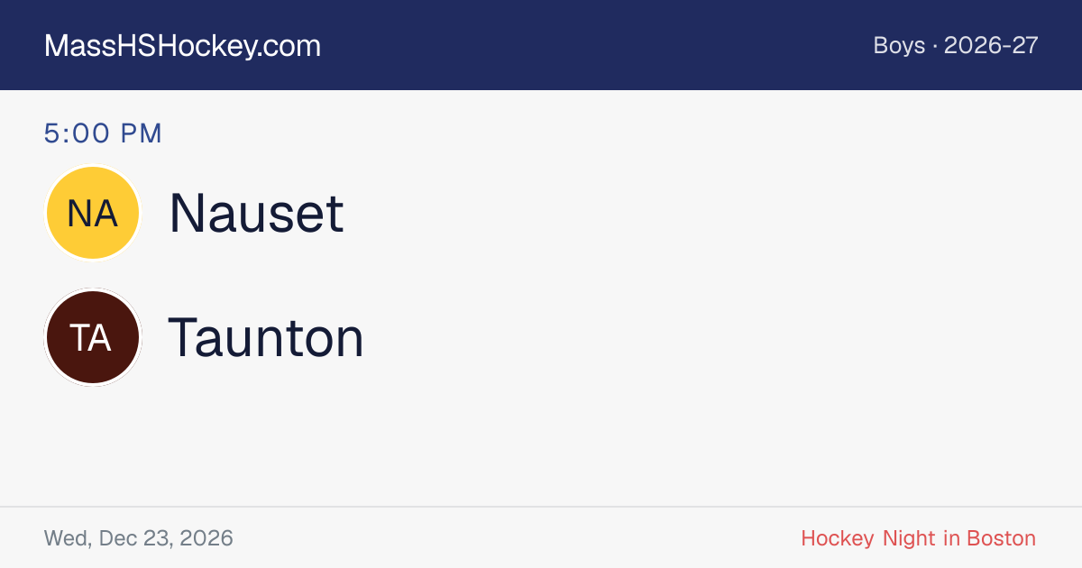 Nauset at Taunton score card