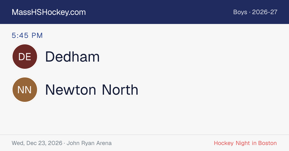 Dedham at Newton North score card