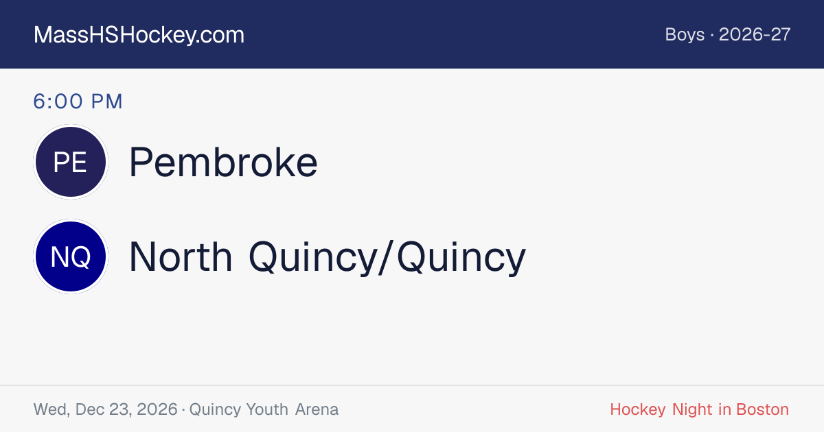 Pembroke at North Quincy/Quincy score card
