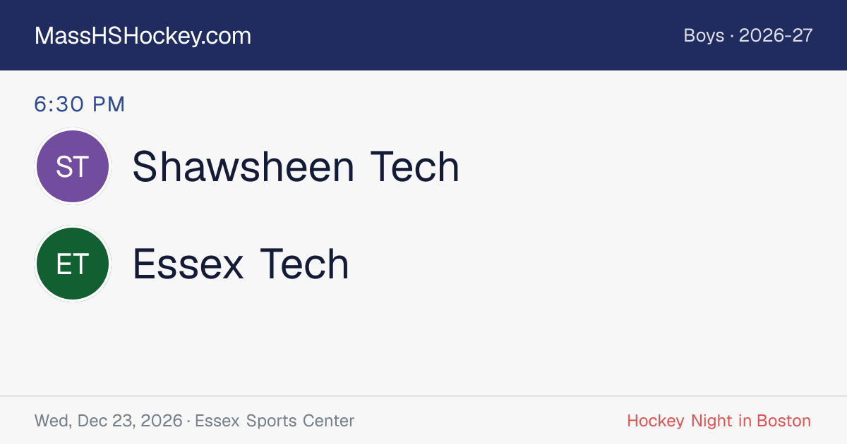 Shawsheen Tech at Essex Tech score card