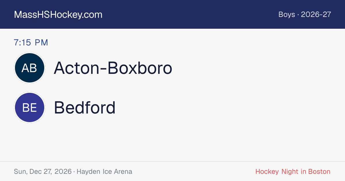 Acton-Boxboro at Bedford score card