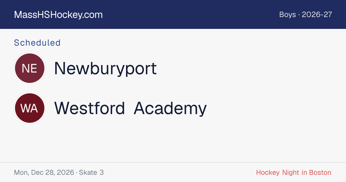 Newburyport at Westford Academy score card