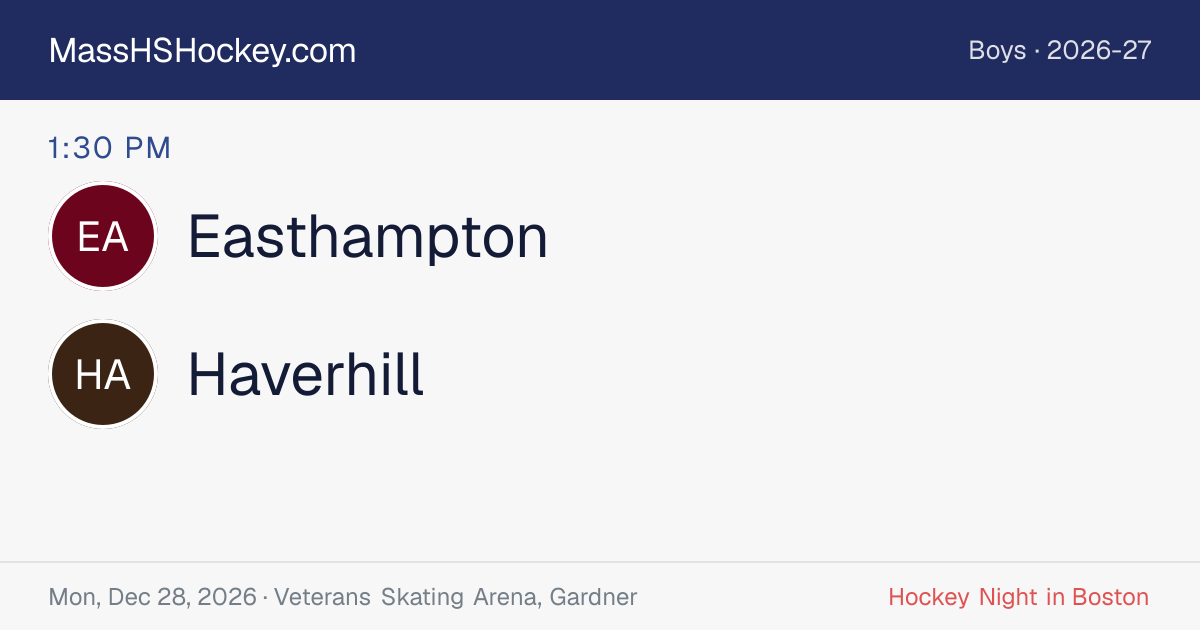 Easthampton at Haverhill score card