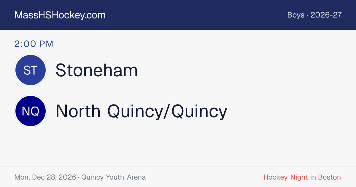 Stoneham at North Quincy/Quincy score card