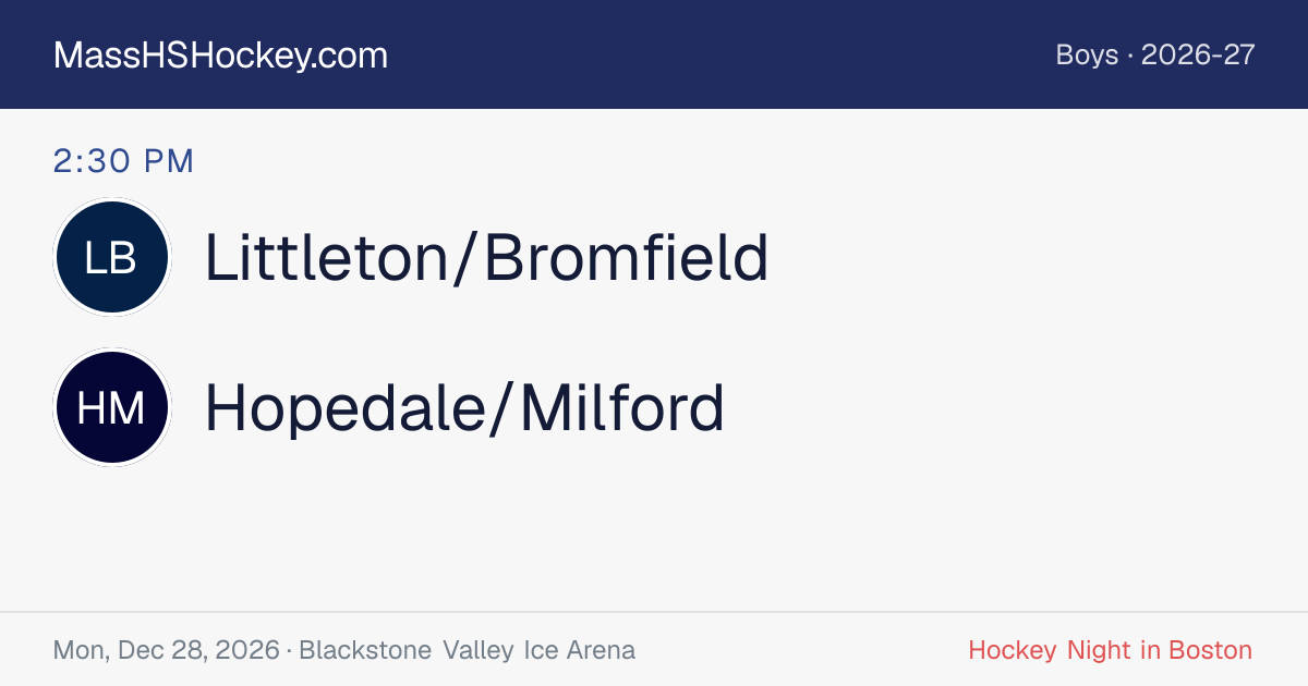 Littleton/Bromfield at Hopedale/Milford score card