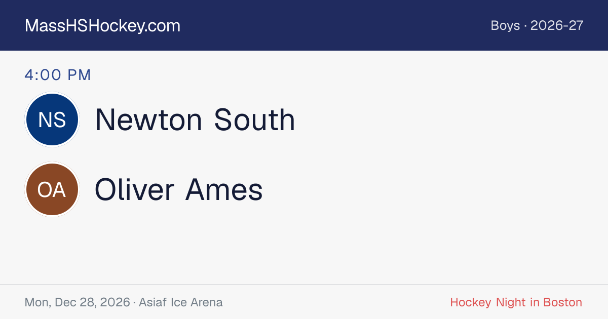 Newton South at Oliver Ames score card