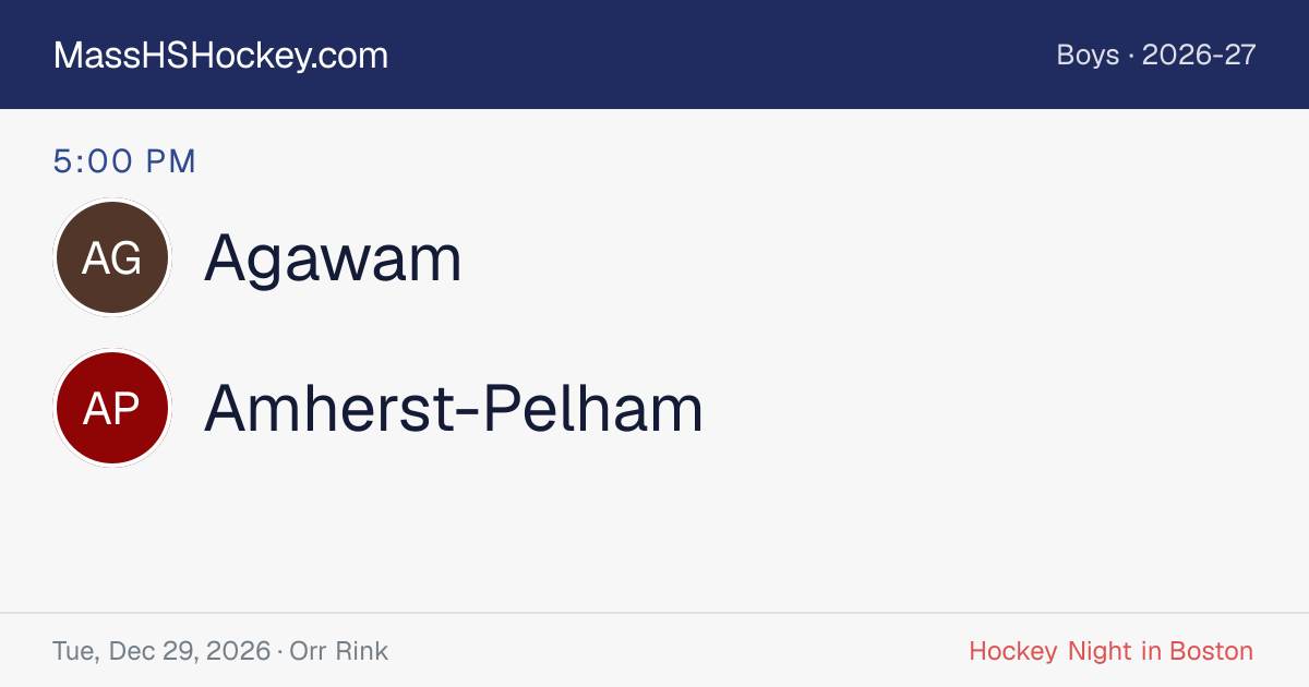 Agawam at Amherst-Pelham score card
