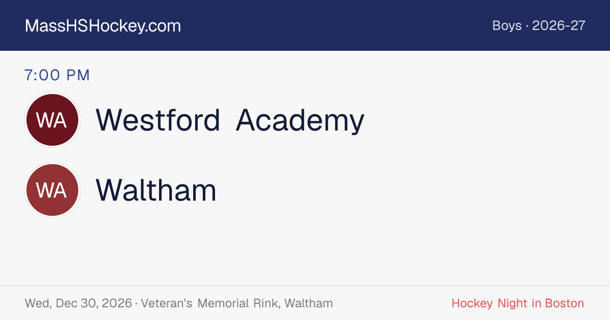 Westford Academy at Waltham score card