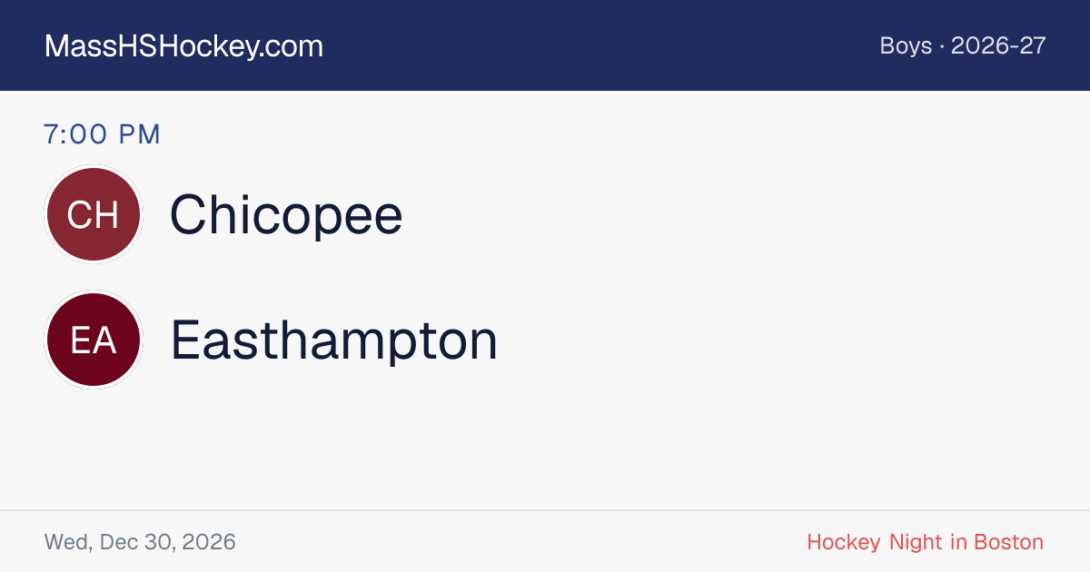 Chicopee at Easthampton score card