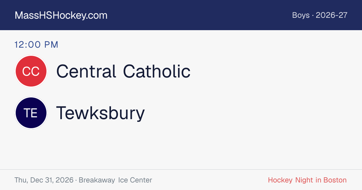 Central Catholic at Tewksbury score card