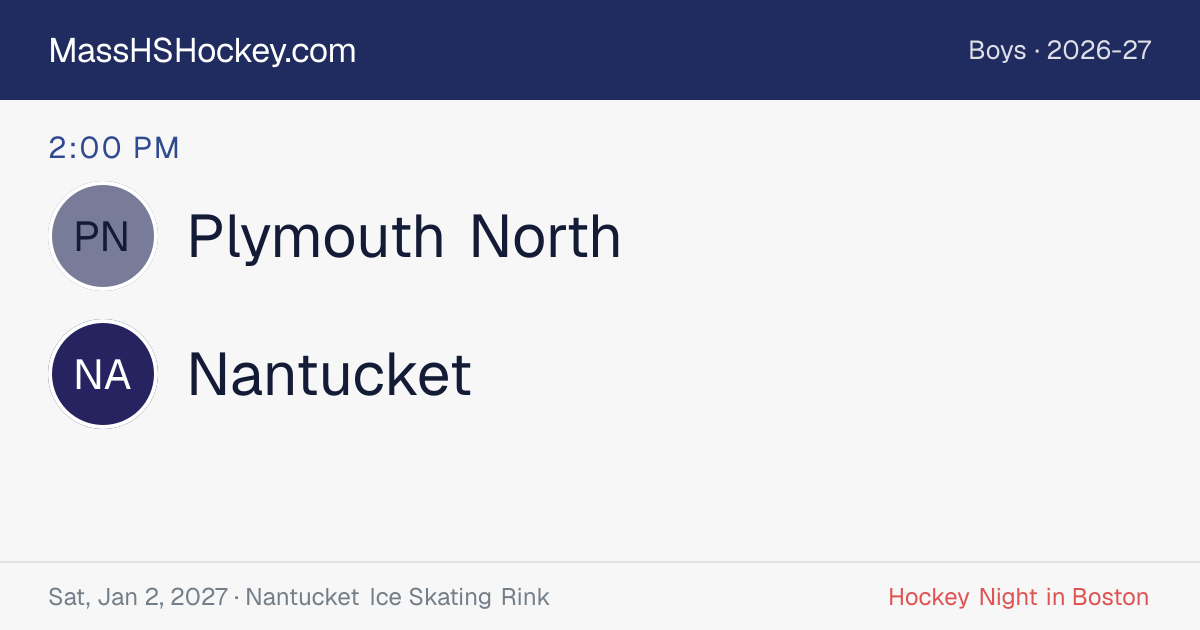 Plymouth North at Nantucket score card