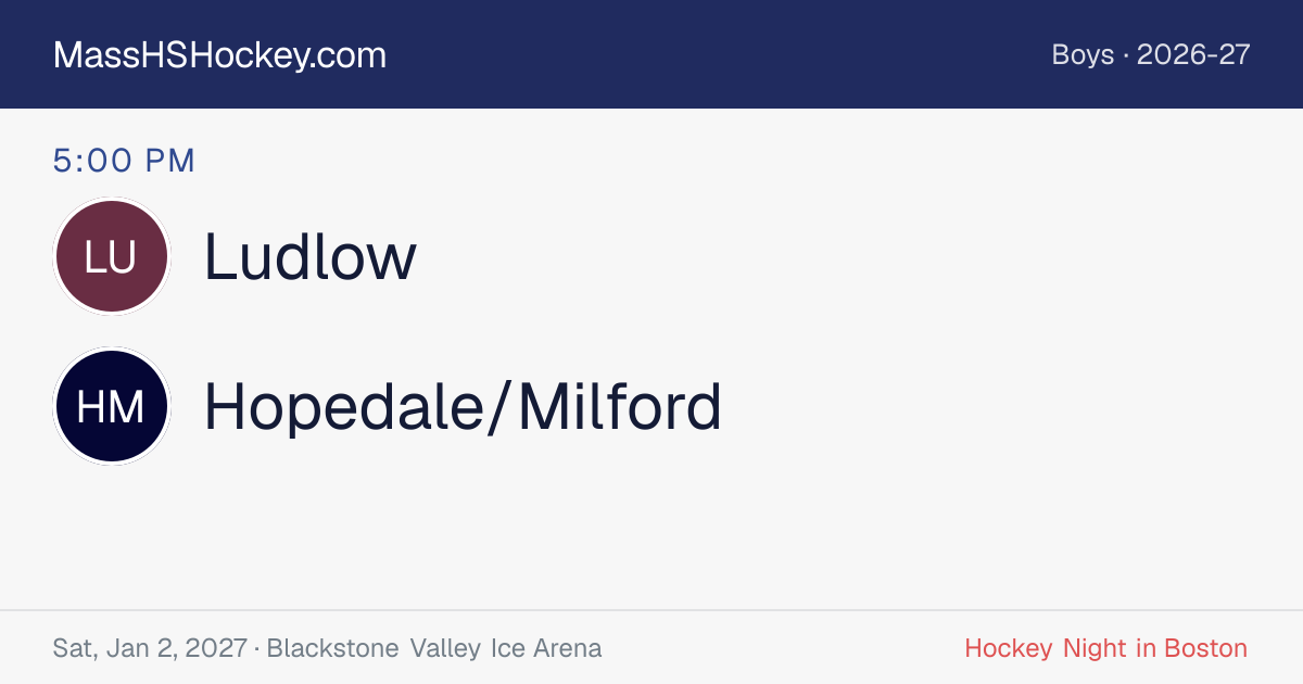 Ludlow at Hopedale/Milford score card