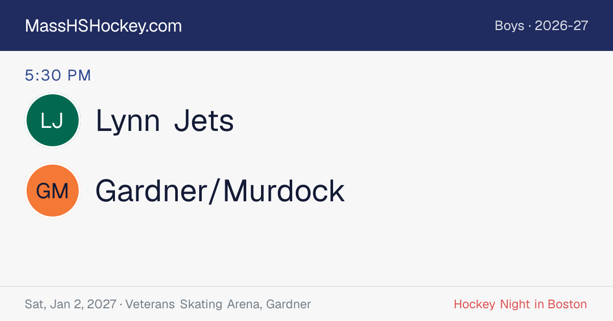 Lynn Jets at Gardner/Murdock score card