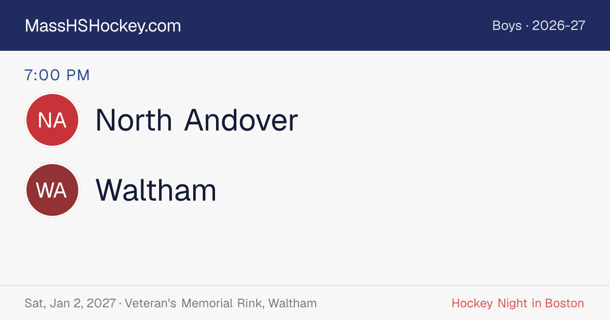North Andover at Waltham score card