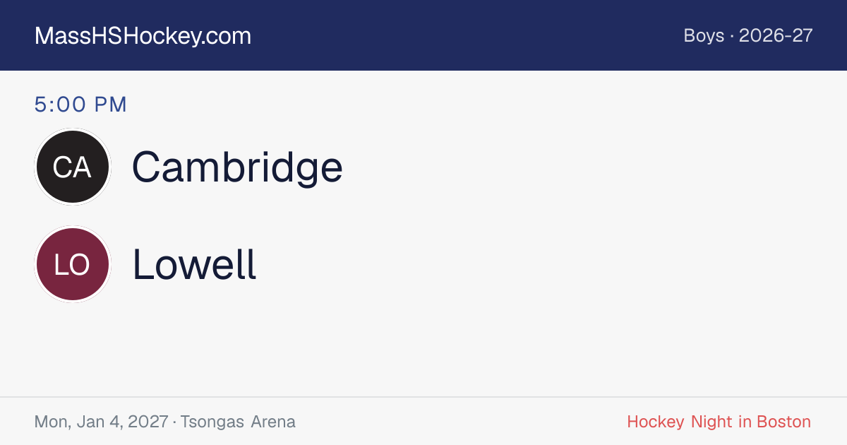 Cambridge at Lowell score card