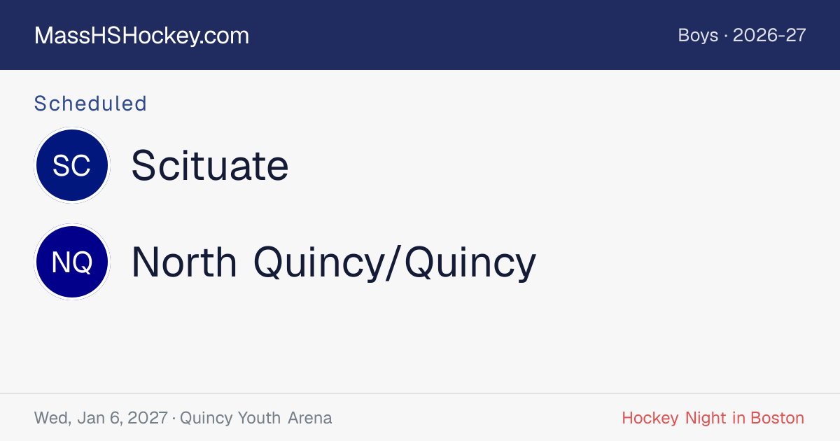 Scituate at North Quincy/Quincy score card