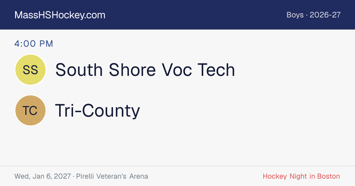 South Shore Voc Tech at Tri-County score card