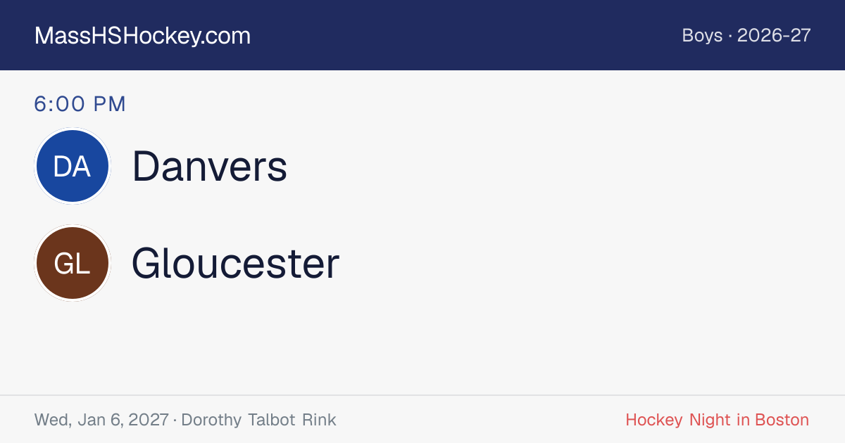 Danvers at Gloucester score card