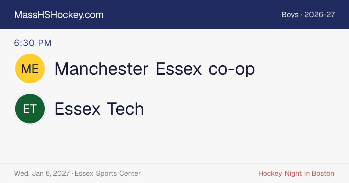 Manchester Essex co-op at Essex Tech score card