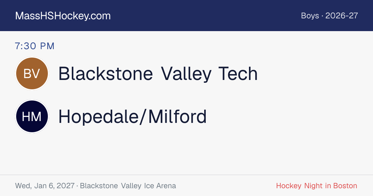 Blackstone Valley Tech at Hopedale/Milford score card