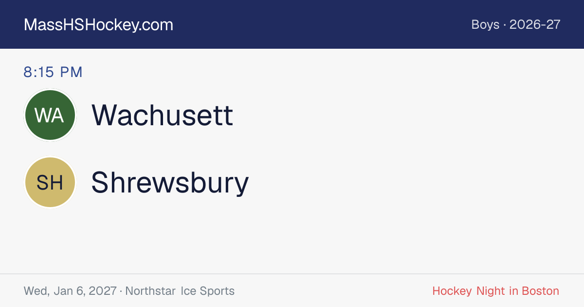 Wachusett at Shrewsbury score card