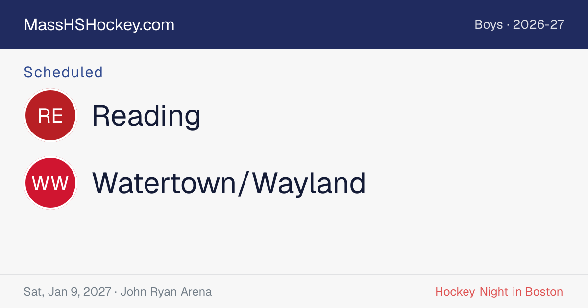 Reading at Watertown/Wayland score card