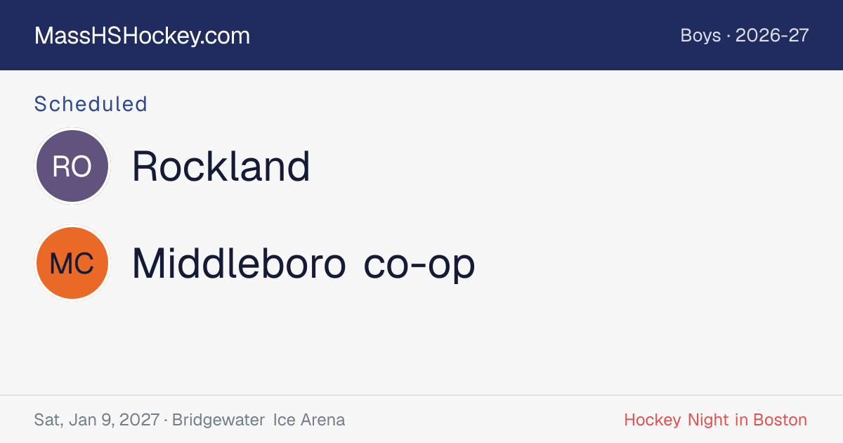 Rockland at Middleboro co-op score card