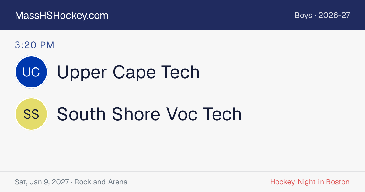 Upper Cape Tech at South Shore Voc Tech score card