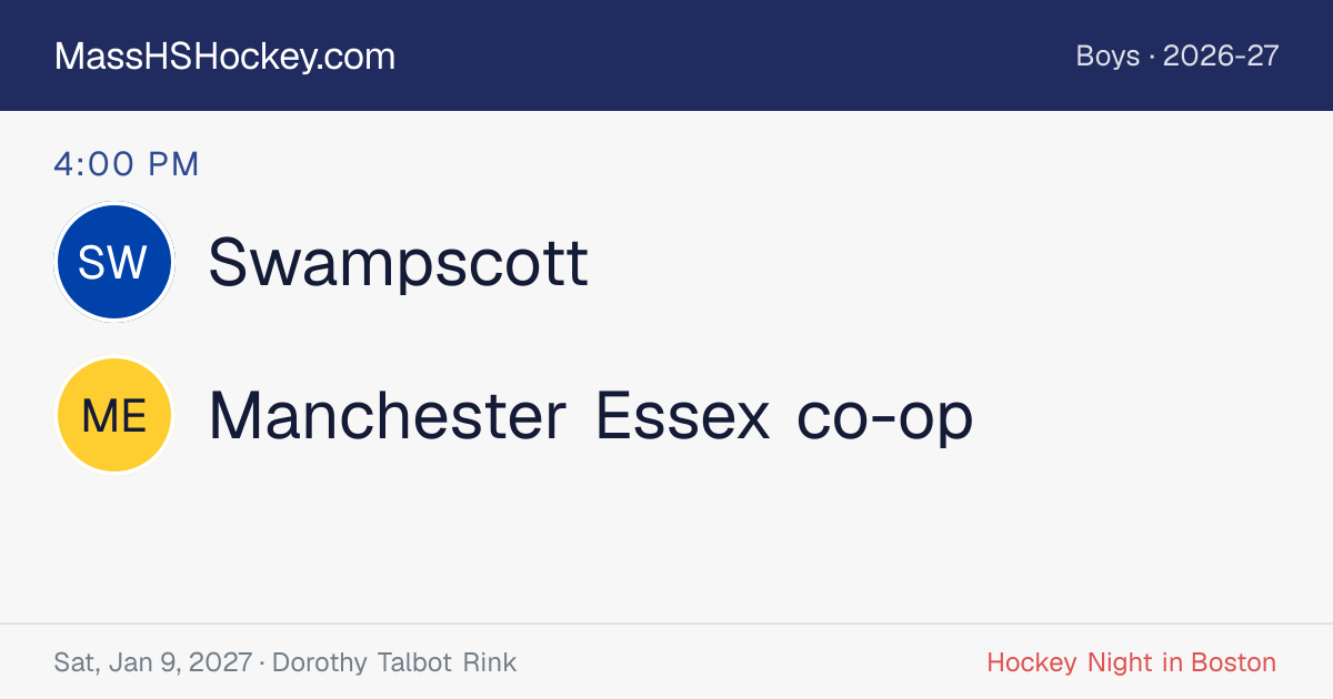 Swampscott at Manchester Essex co-op score card