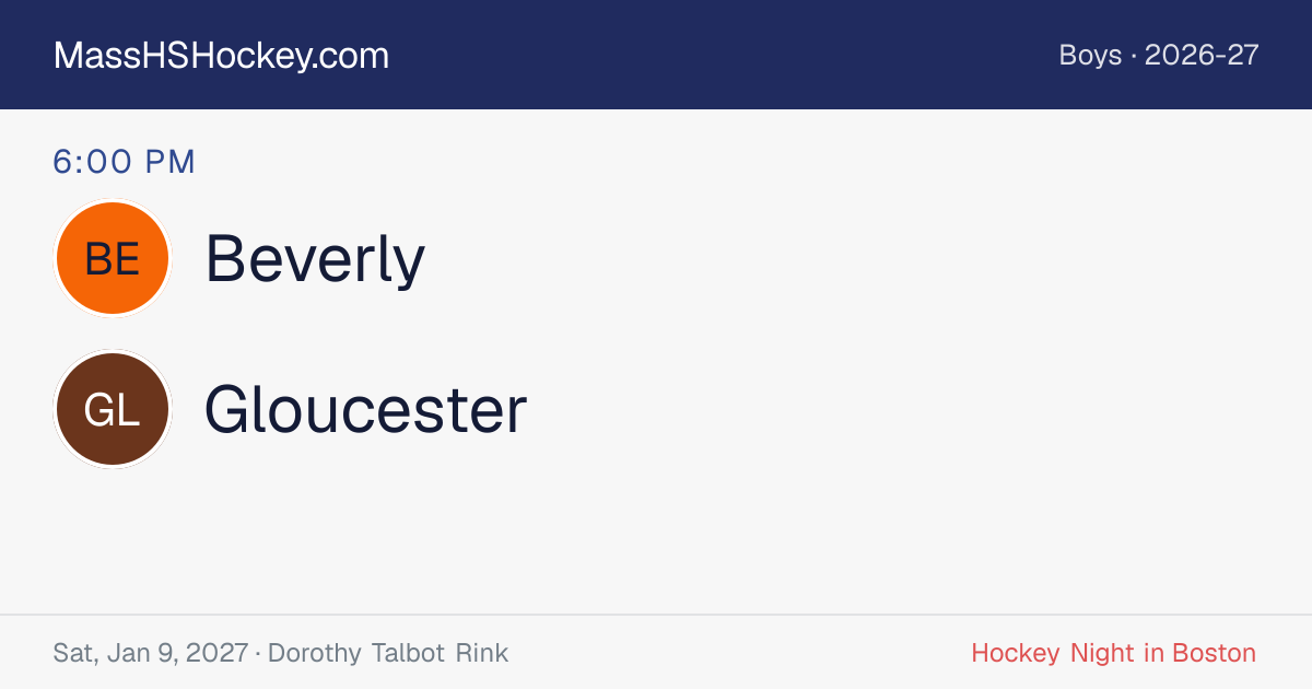 Beverly at Gloucester score card