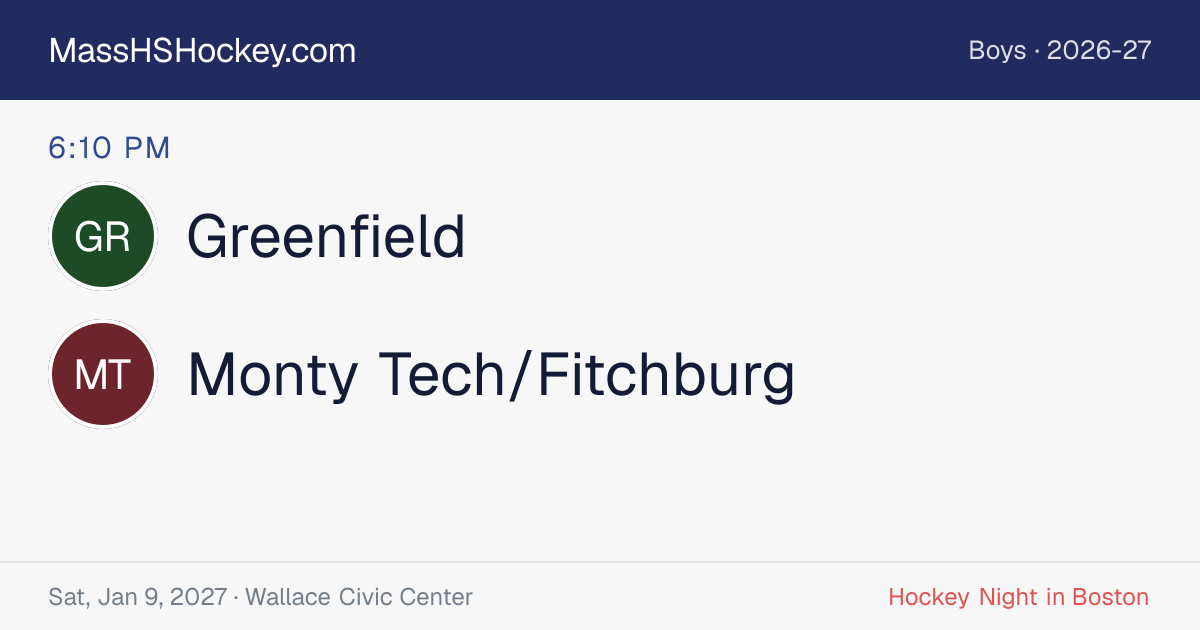 Greenfield at Monty Tech/Fitchburg score card