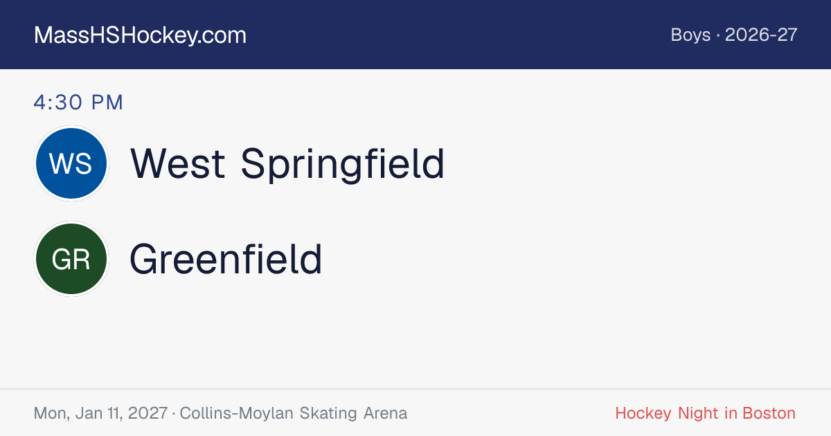 West Springfield at Greenfield score card