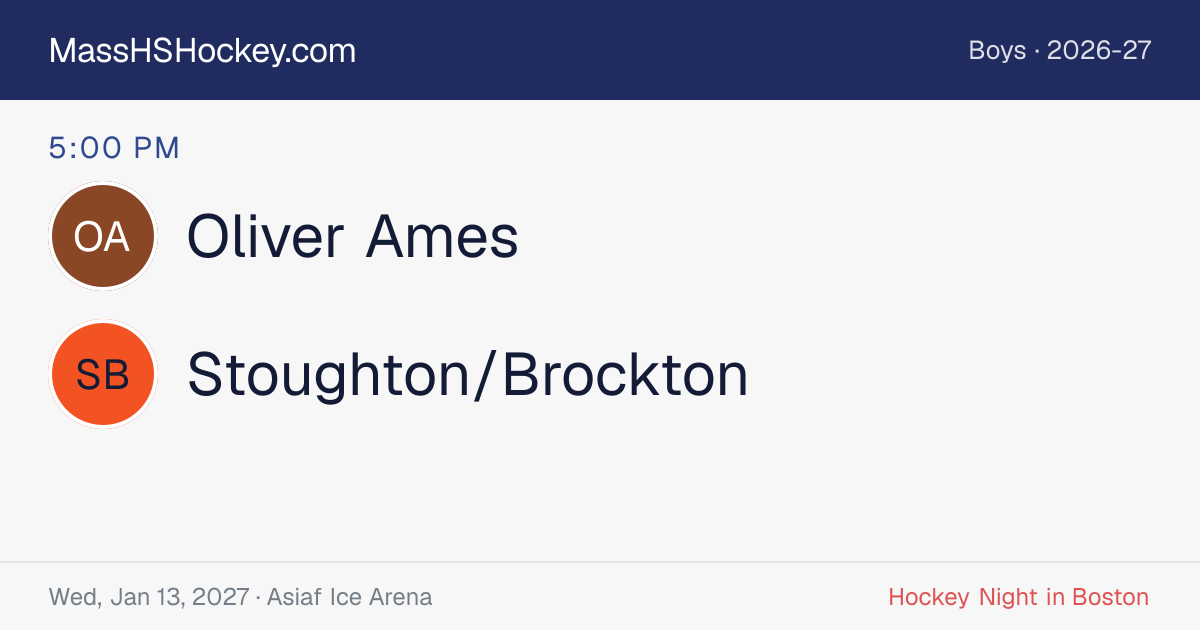 Oliver Ames at Stoughton/Brockton score card