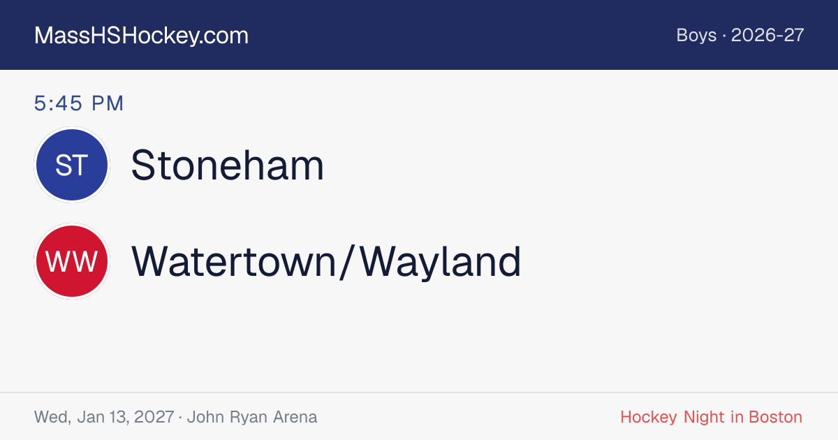 Stoneham at Watertown/Wayland score card