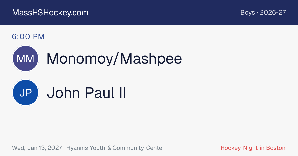 Monomoy/Mashpee at John Paul II score card