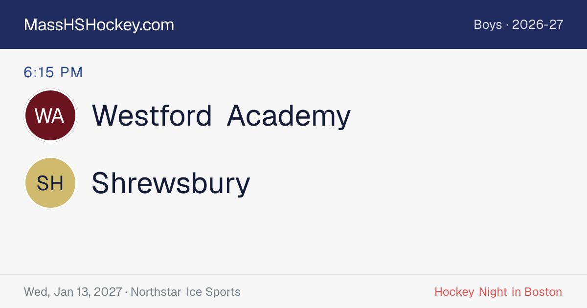 Westford Academy at Shrewsbury score card